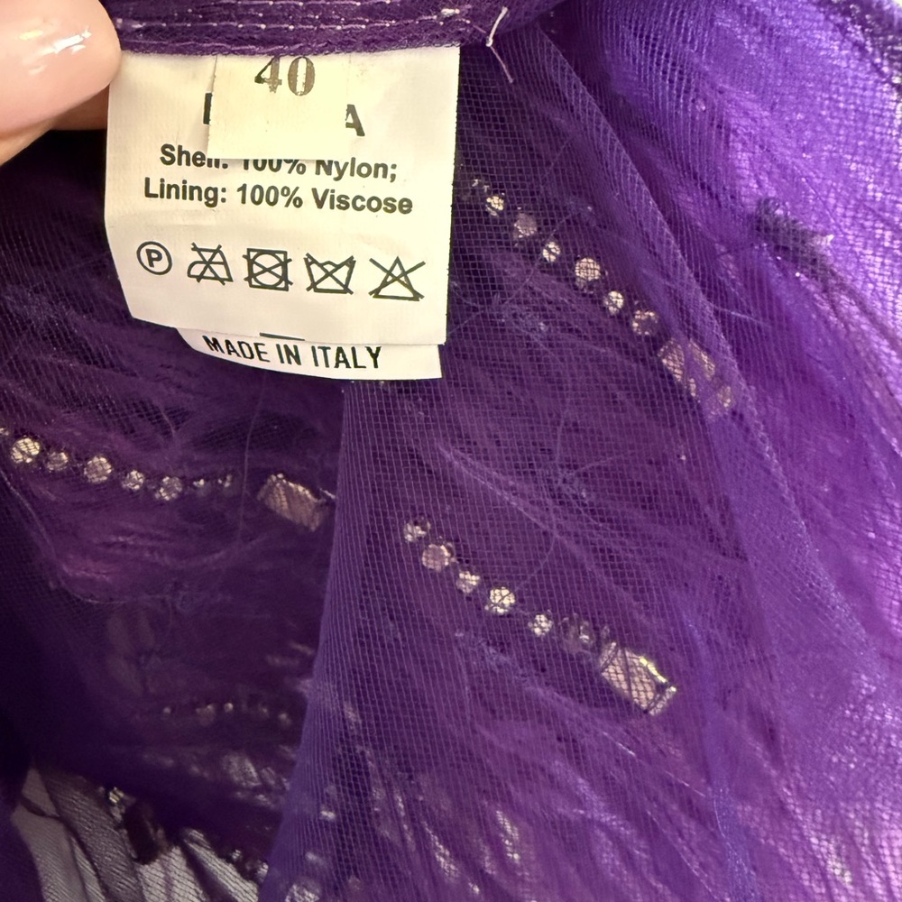 Feather Embellished Elegant Purple Sheer Dress with second piece under dress - Picture 10 of 15